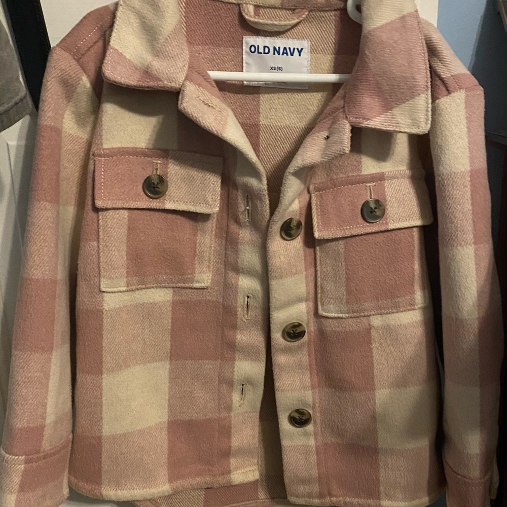 Old Navy Kids Pink Plaid Jacket Size XS